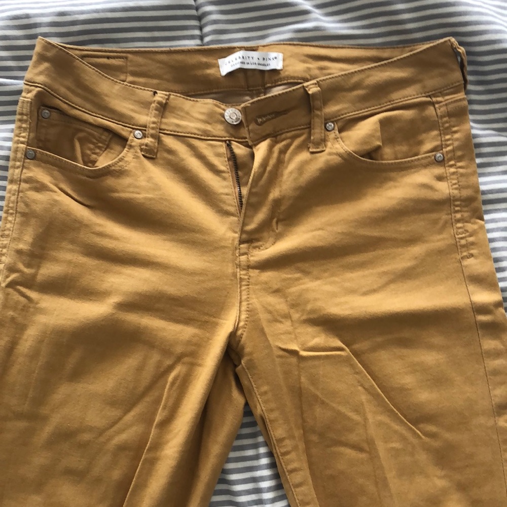 Mustard color skinny jeans